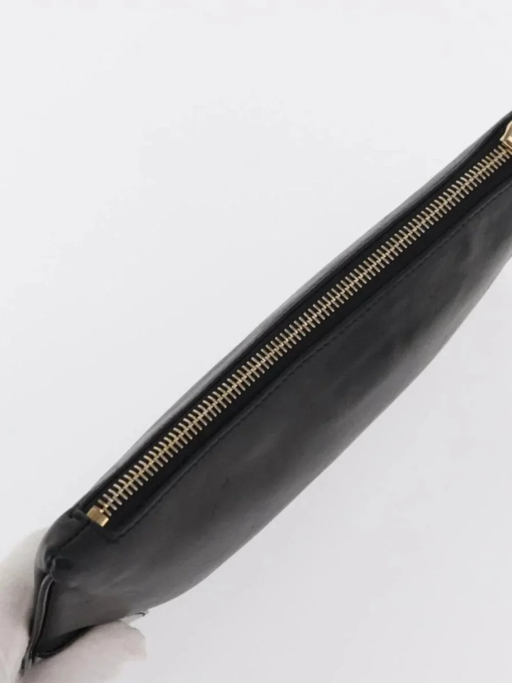 CHANEL Camelia Clutch Bag Lamb Skin Black Silver CC Auth BA9202V